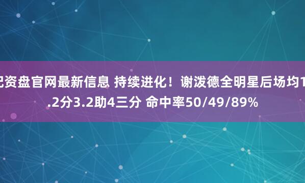 配资盘官网最新信息 持续进化！谢泼德全明星后场均17.2分3.2助4三分 命中率50/49/89%